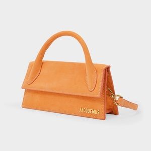 JACQUEMUS LE CHIQUITO LONG ORANGE LEATHER BAG